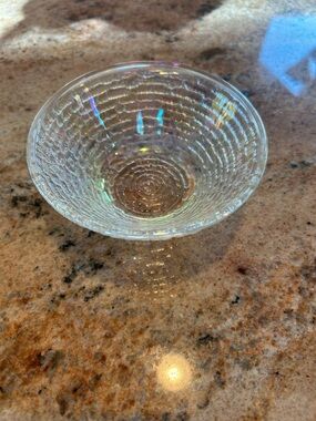 Anchor Hocking Soreno Aurora Carnival Iridescent Textured Glass Bowl 4”x2” Vtg.